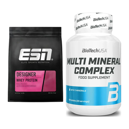 Basis-Set: ESN Designer Whey + BioTech Multi Mineral Complex 100 – alle enthaltenen Artikel