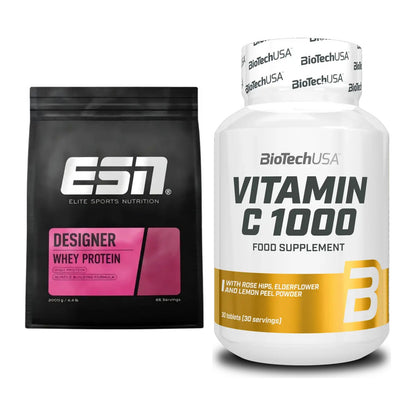 Basis-Set: ESN Designer Whey + BioTech Vitamin C 1000 30 Tabl. – alle enthaltenen Artikel