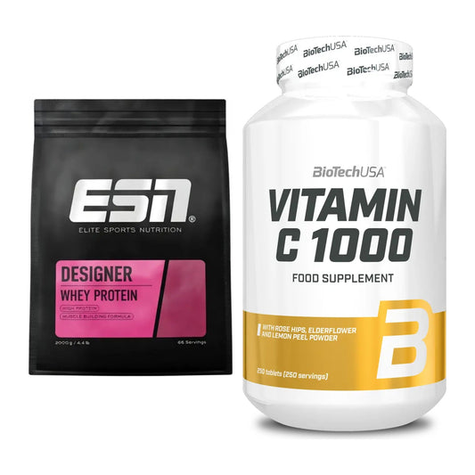 Basis-Set: ESN Designer Whey + BioTech Vitamin C 1000 250 Tabl. – alle enthaltenen Artikel