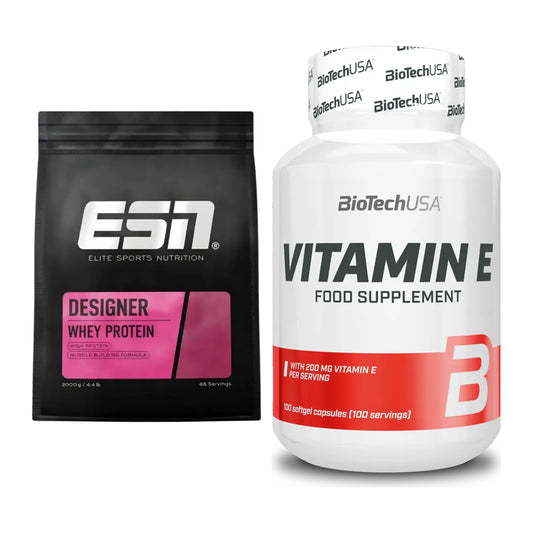 Basis-Set: ESN Designer Whey + BioTech Vitamin E 100 Softgelcaps – alle enthaltenen Artikel