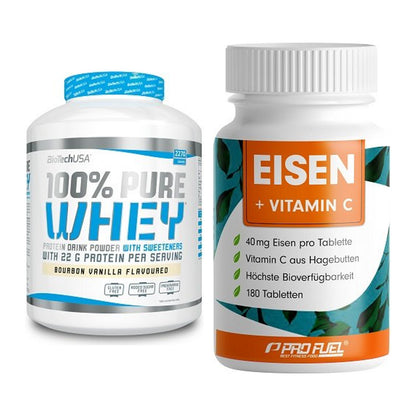 Basis-Set: BioTech 100% Pure Whey + ProFuel EISEN + nat. Vitamin C – alle enthaltenen Artikel
