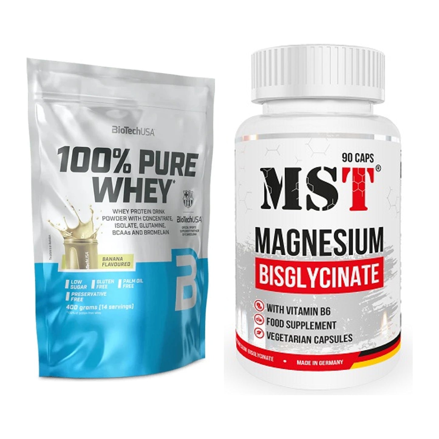 Basis-Set: BioTech 100% Pure Whey + MST Magnesium Bisglycinat – alle enthaltenen Artikel