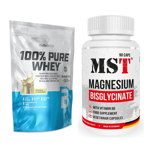 Basis-Set: BioTech 100% Pure Whey + MST Magnesium Bisglycinat – alle enthaltenen Artikel