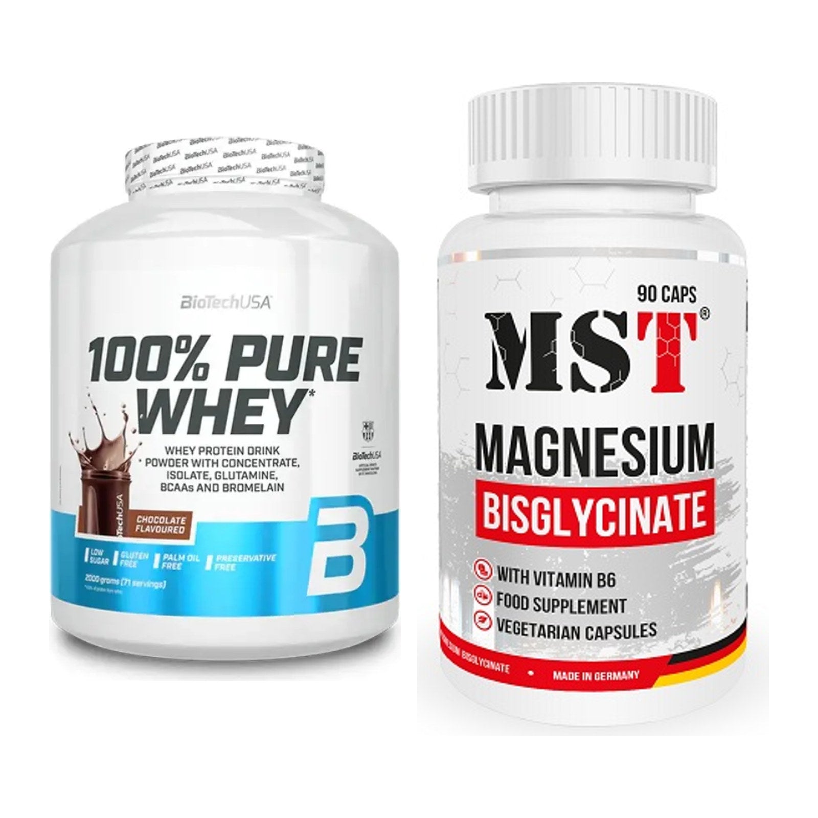 Basis-Set: BioTech 100% Pure Whey + MST Magnesium Bisglycinat – alle enthaltenen Artikel
