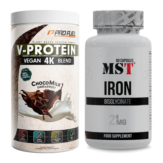 Basis-Set: ProFuel V-PROTEIN vegan 4K blend + MST Iron Bisglycinate – alle enthaltenen Artikel