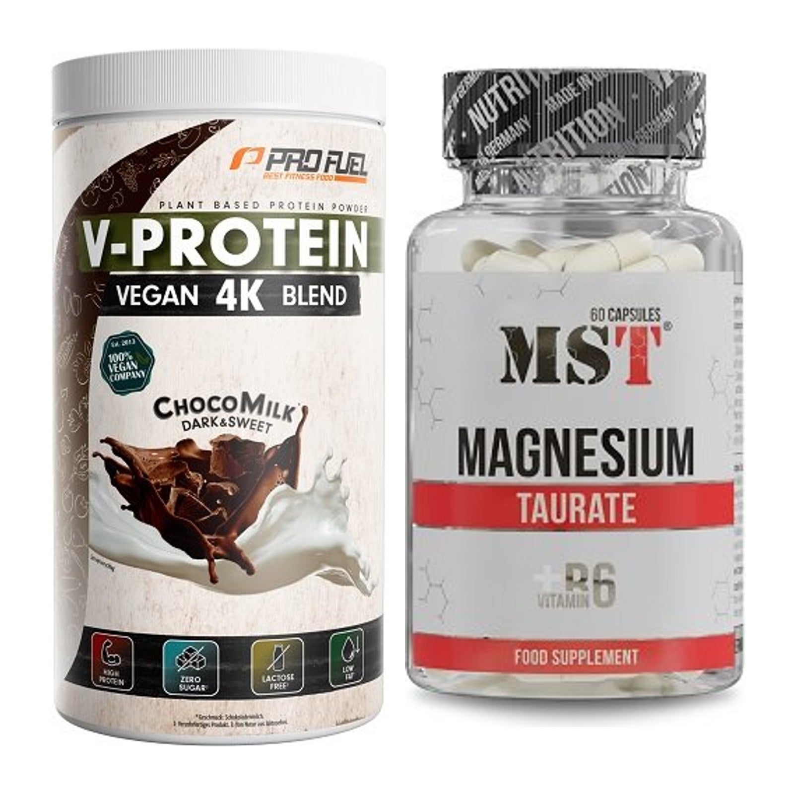 Basis-Set: ProFuel V-PROTEIN vegan 4K blend + MST Magnesium Taurat – alle enthaltenen Artikel