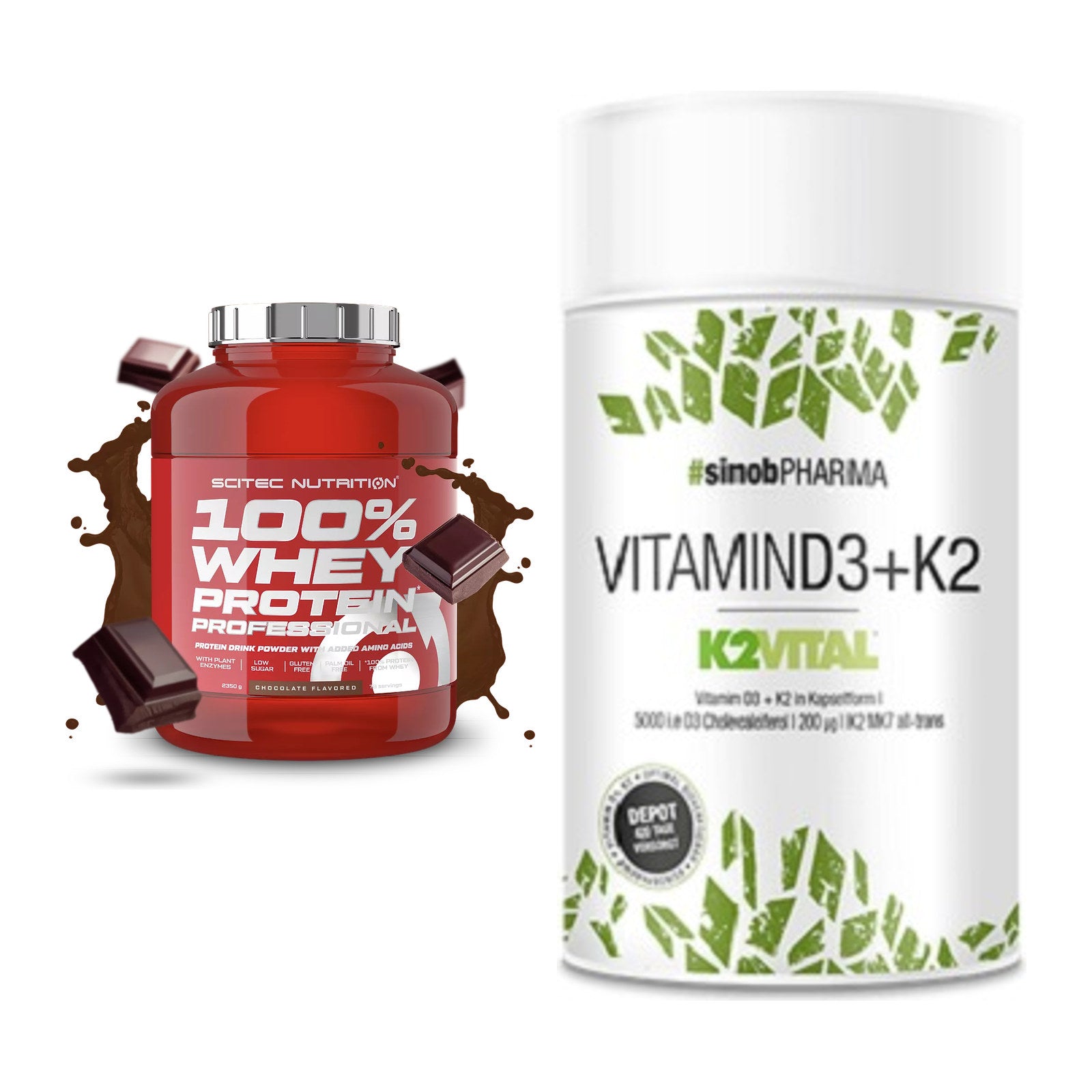 Basis-Set: Scitec 100% Whey Professional + Sinob Vitamin D3 + K2 – alle enthaltenen Artikel
