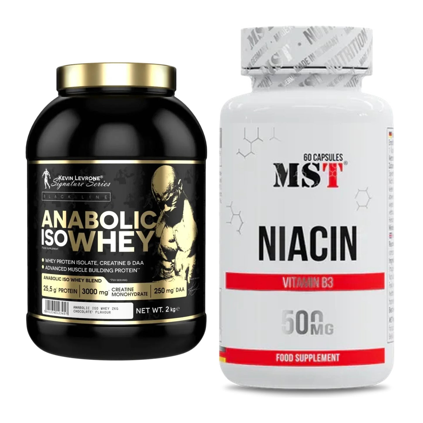 Basis-Set: Kevin Levrone Anabolic Iso Whey + MST Niacin – alle enthaltenen Artikel