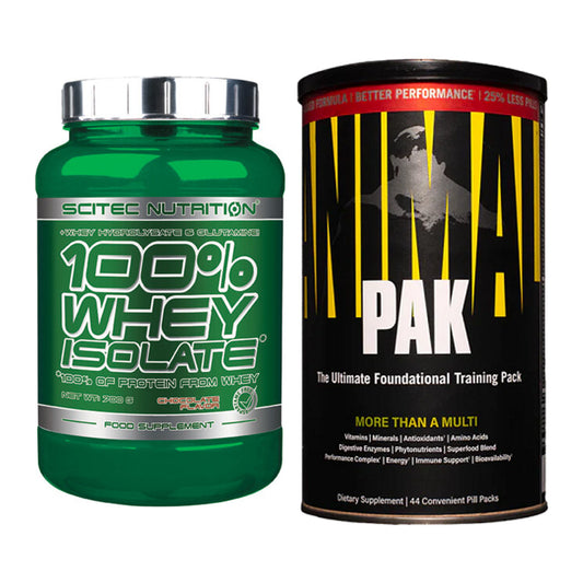 Basis-Set: Scitec Whey Isolate + Universal Animal Pak 44 Serv. – alle enthaltenen Artikel