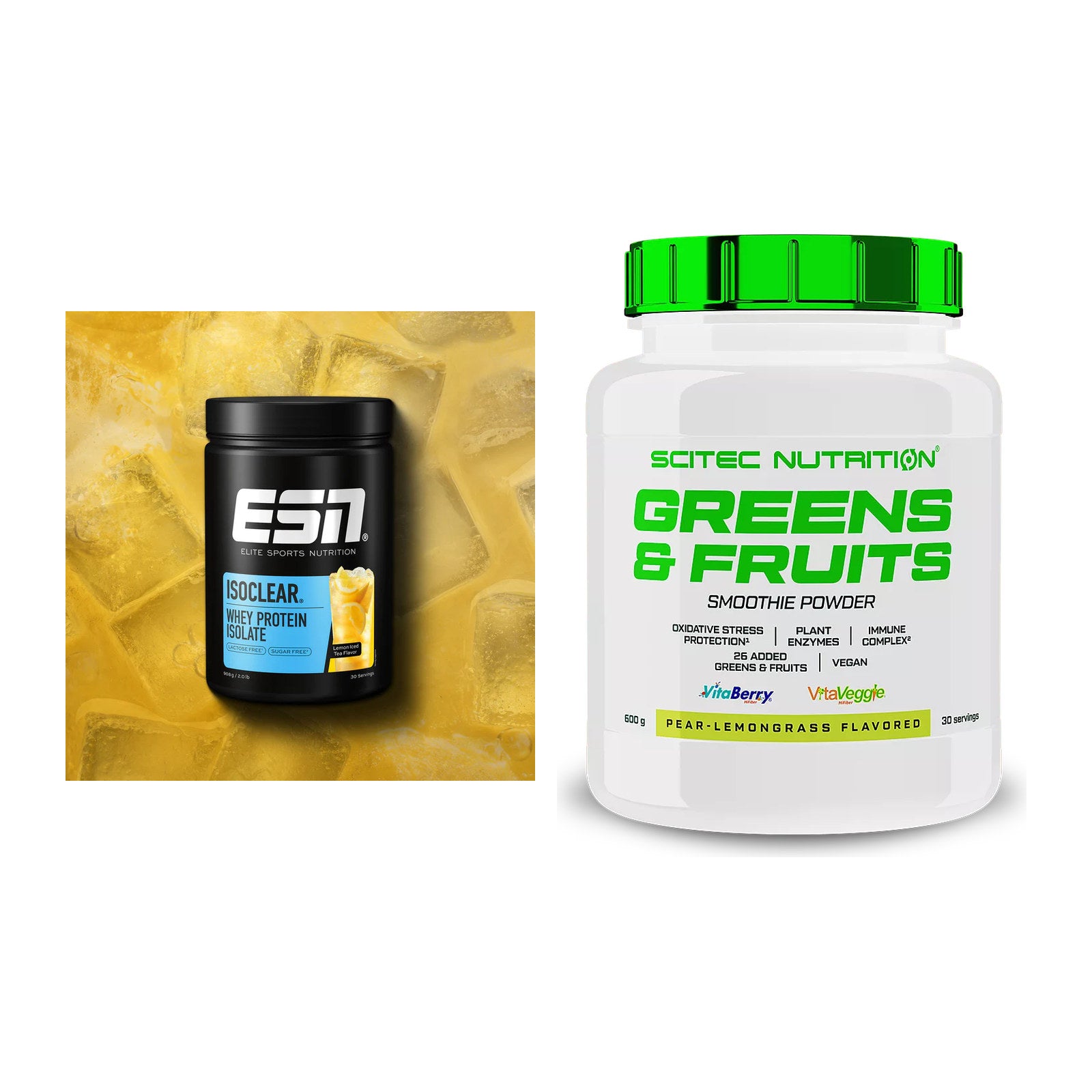 Basis-Set: ESN ISOCLEAR Whey Isolate + Scitec Greens & Fruits – alle enthaltenen Artikel