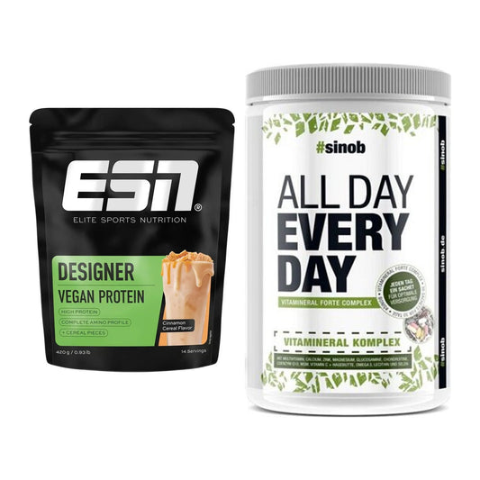 Basis-Set: ESN Designer Vegan Protein + Sinob All Day Every Day 30 – alle enthaltenen Artikel