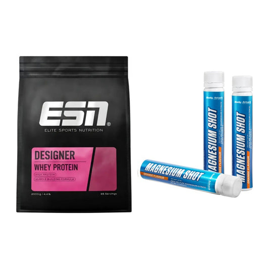 Basis-Set: ESN Designer Whey + Body Attack Magnesium Shots – alle enthaltenen Artikel