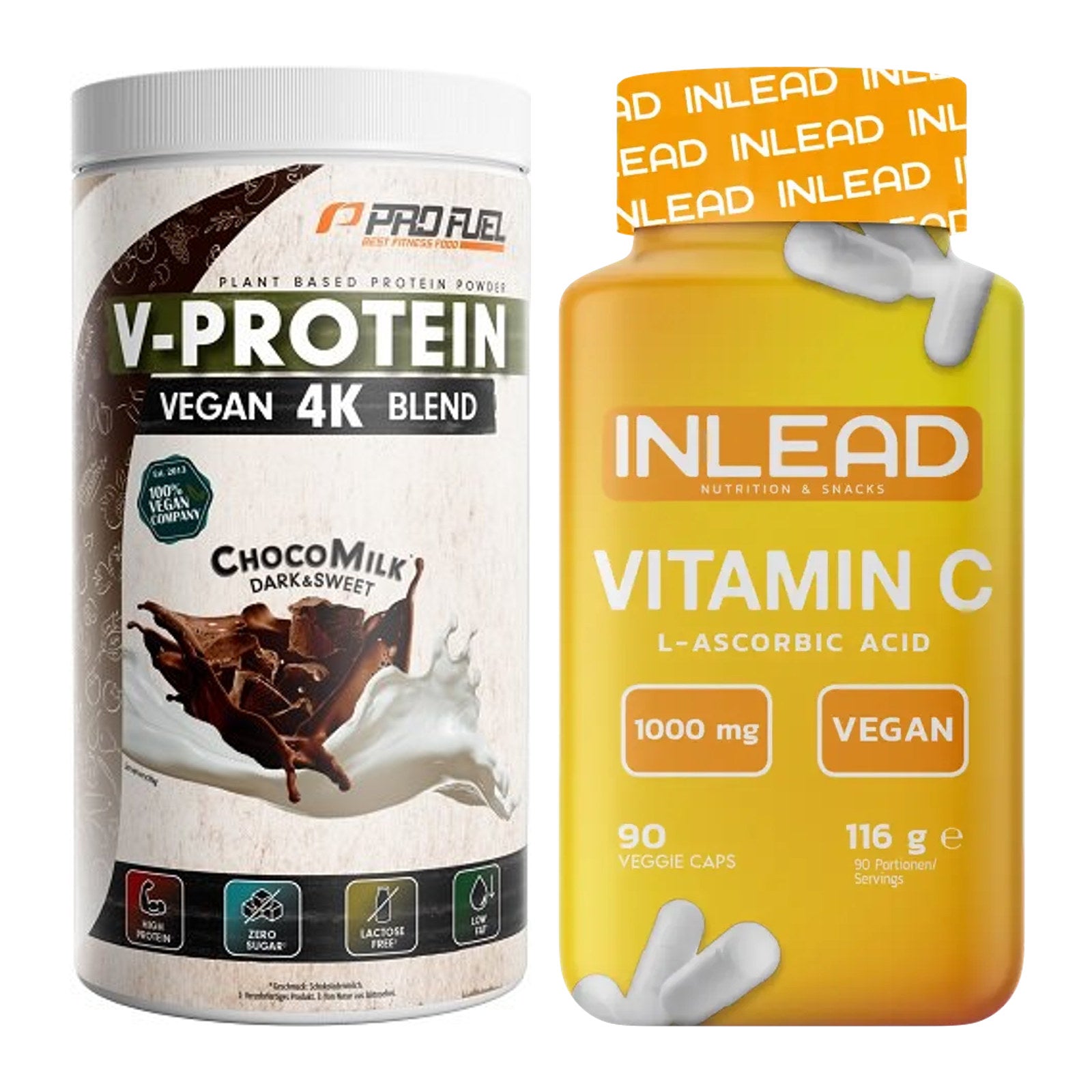Basis-Set: ProFuel V-PROTEIN vegan 4K blend + INLEAD Vitamin C – alle enthaltenen Artikel