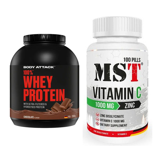 Basis-Set: Body Attack 100% Whey + MST Vitamin C 1000 + Zinc – alle enthaltenen Artikel