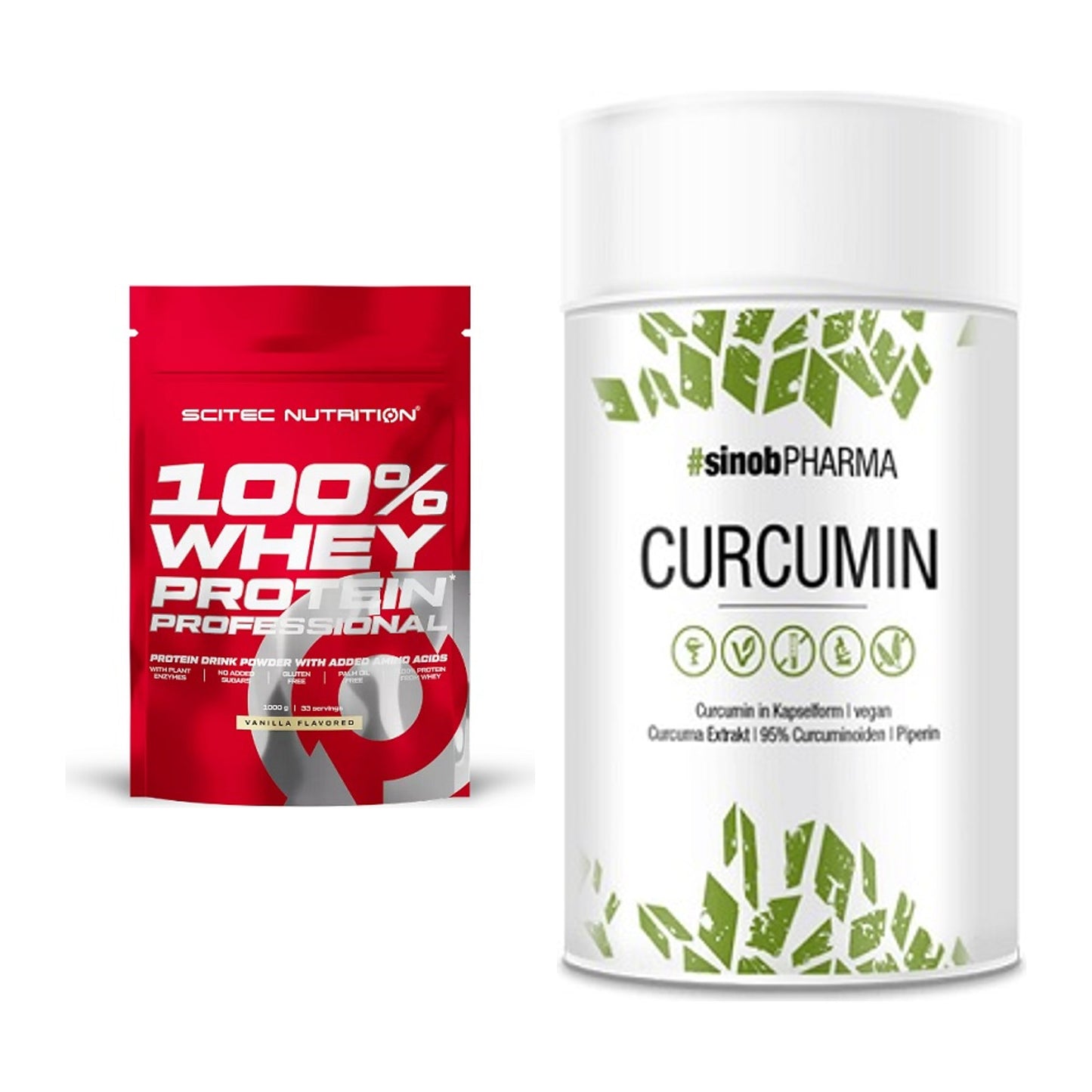 Basis-Set: Scitec 100% Whey Protein + Sinob Curcumin 95% – alle enthaltenen Artikel
