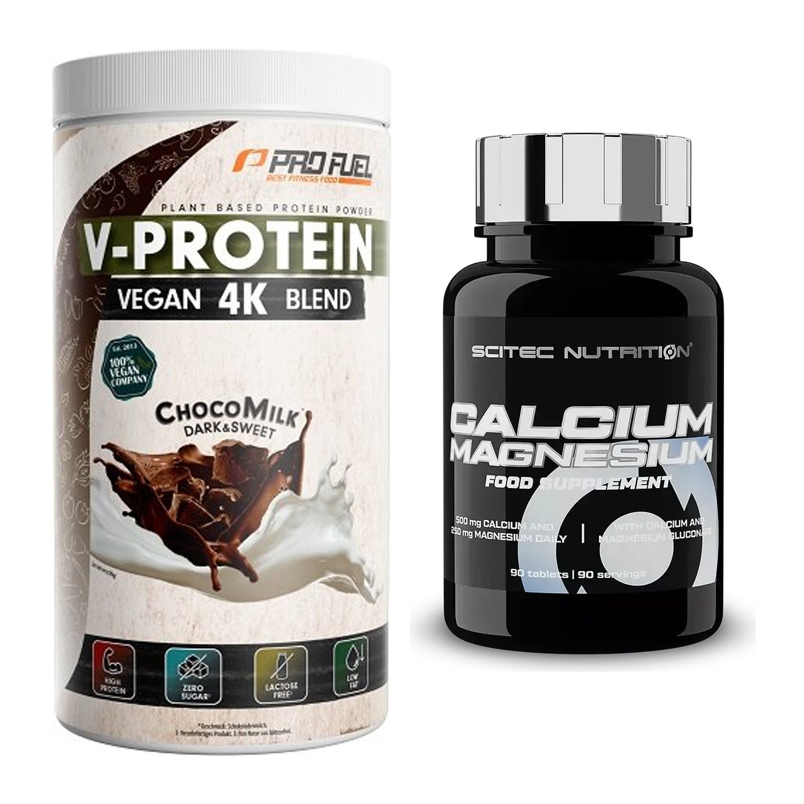 Basis-Set: ProFuel V-PROTEIN vegan 4K blend + Scitec Calcium Magnesium – alle enthaltenen Artikel