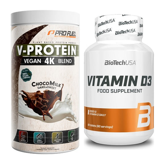 Basis-Set: ProFuel V-PROTEIN vegan 4K blend + BioTech Vitamin D3 – alle enthaltenen Artikel