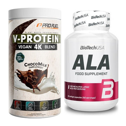 Basis-Set: ProFuel V-PROTEIN vegan 4K + BioTech ALA alpha lipoic – alle enthaltenen Artikel