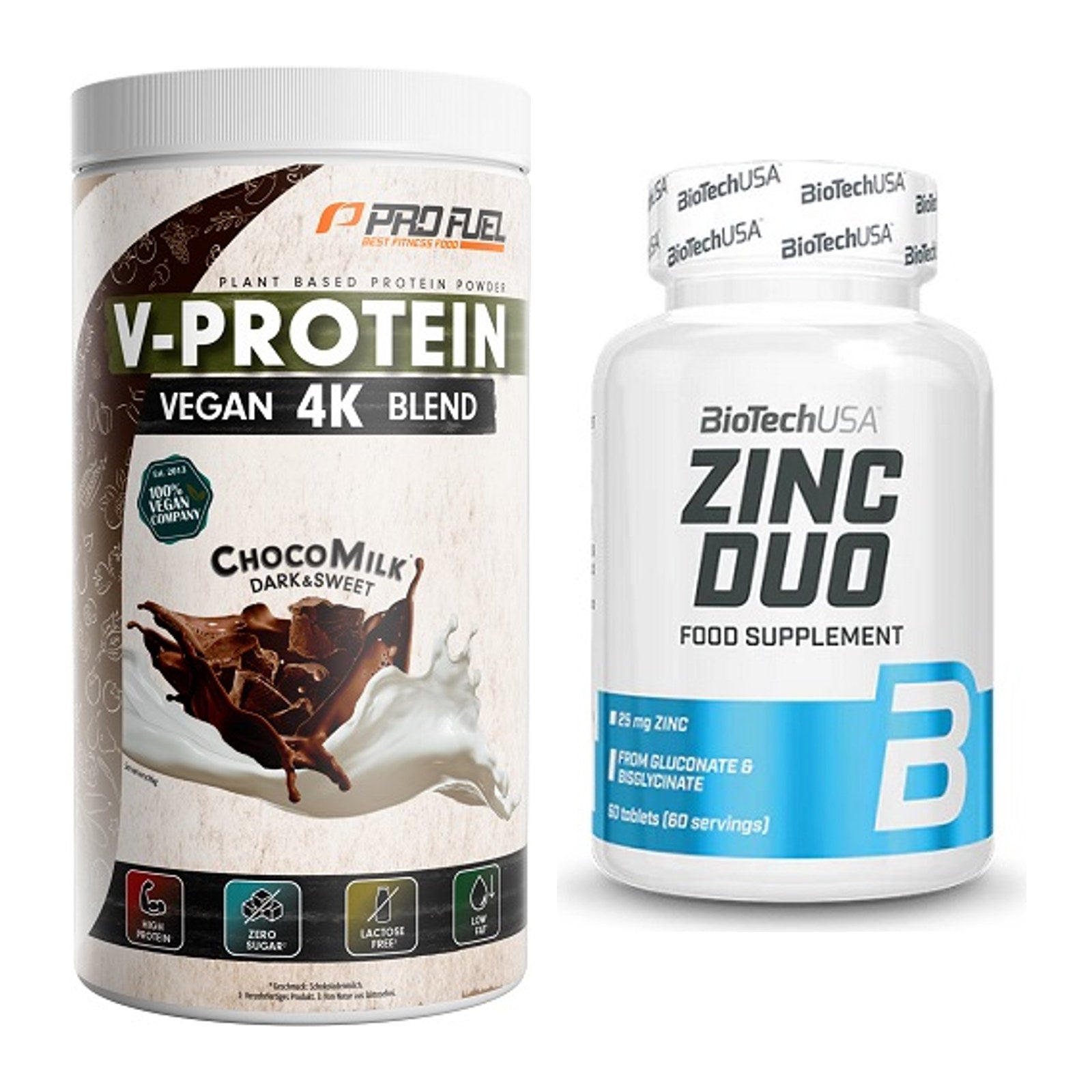 Basis-Set: ProFuel V-PROTEIN vegan 4K blend + BioTech Zinc Duo – alle enthaltenen Artikel