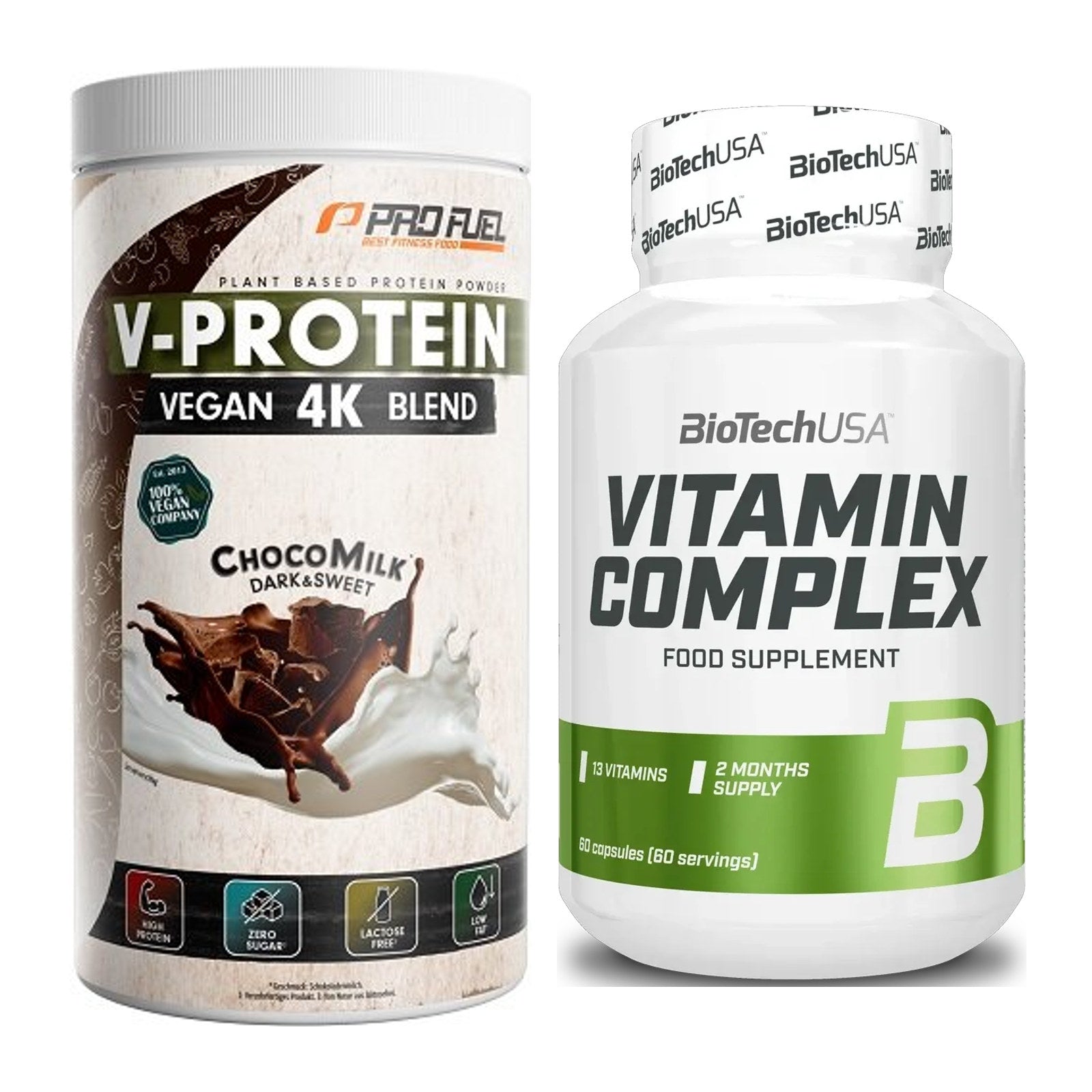 Basis-Set: ProFuel V-PROTEIN vegan 4K blend + BioTech Vitamin Complex – alle enthaltenen Artikel