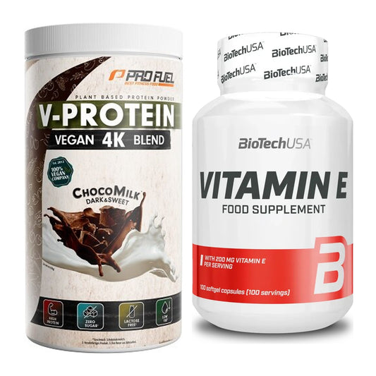 Basis-Set: ProFuel V-PROTEIN vegan 4K + BioTech Vitamin E 100 – alle enthaltenen Artikel