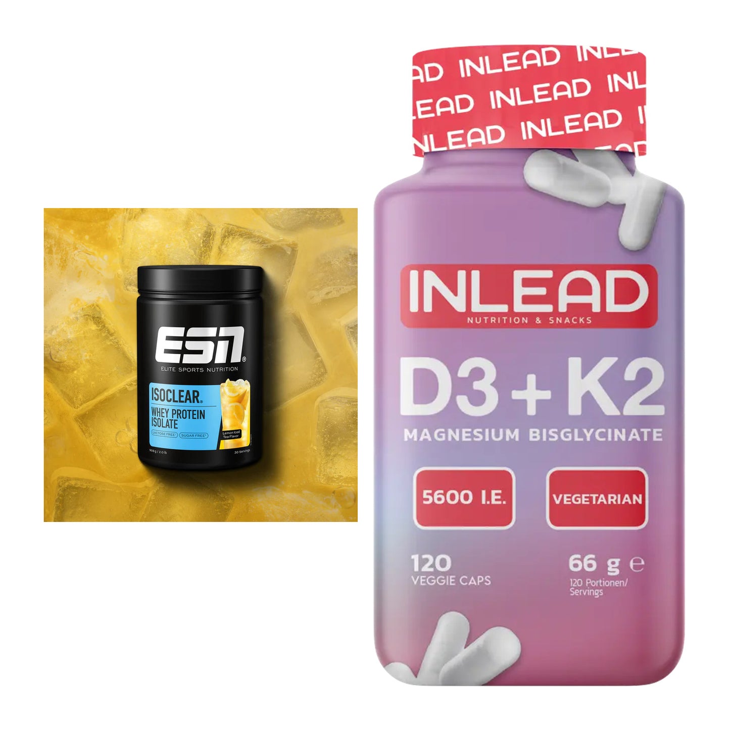 Basis-Set: ESN ISOCLEAR Whey Isolate + INLEAD Vitamin D3 + K2 – alle enthaltenen Artikel