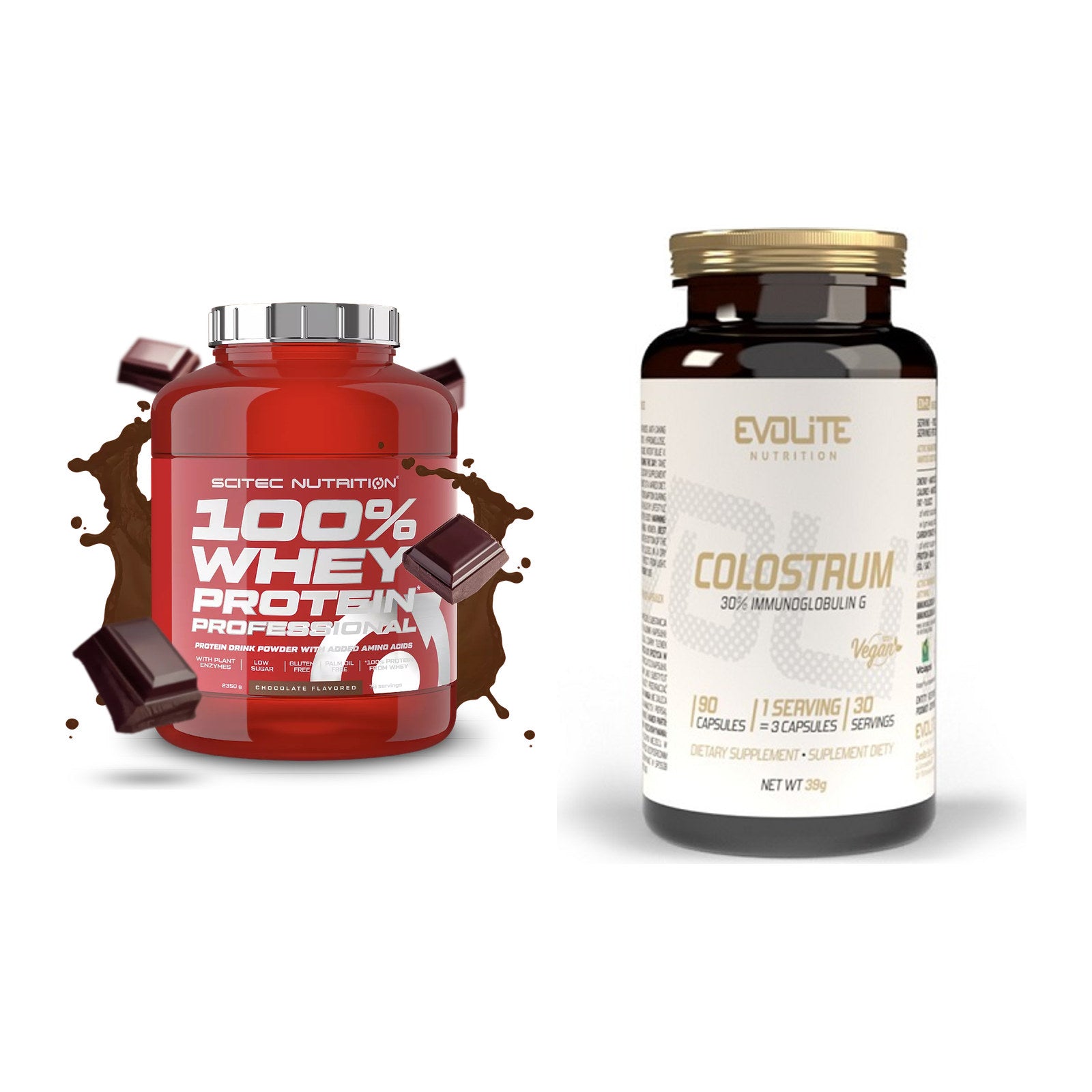 Basis-Set: Scitec 100% Whey + Evolite Nutrition Colostrum – alle enthaltenen Artikel