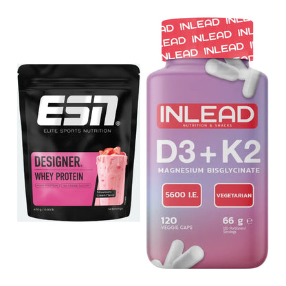 Basis-Set: ESN Designer Whey + INLEAD Vitamin D3 + K2 + Magnesium – alle enthaltenen Artikel