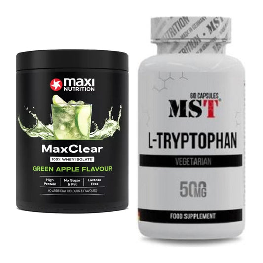 Basis-Set: MaxiNutrition MaxClear 100% Clear + MST Tryptophan 500mg – alle enthaltenen Artikel