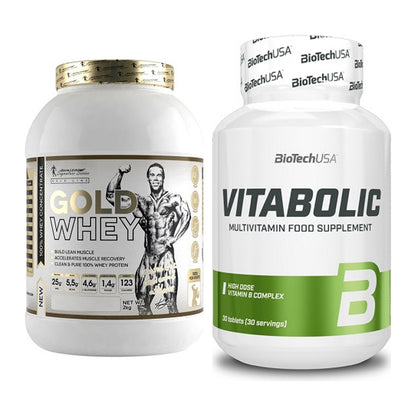 Basis-Set: Kevin Levrone Gold Whey + BioTech Vitabolic 30 Tabl. – alle enthaltenen Artikel