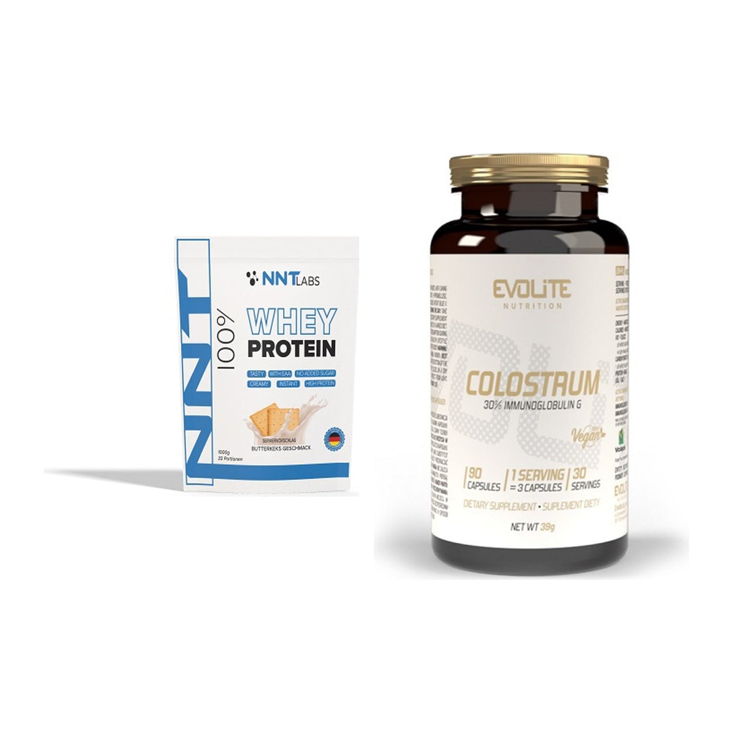 Basis-Set: NNT Whey + Evolite Nutrition Colostrum 30% – alle enthaltenen Artikel