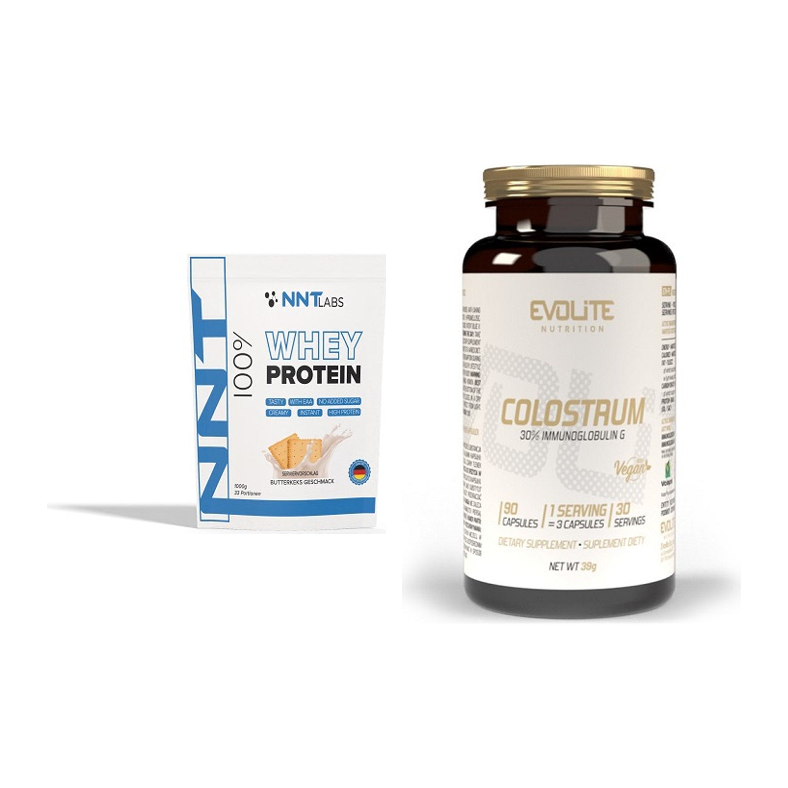Basis-Set: NNT Whey + Evolite Nutrition Colostrum 30% – alle enthaltenen Artikel