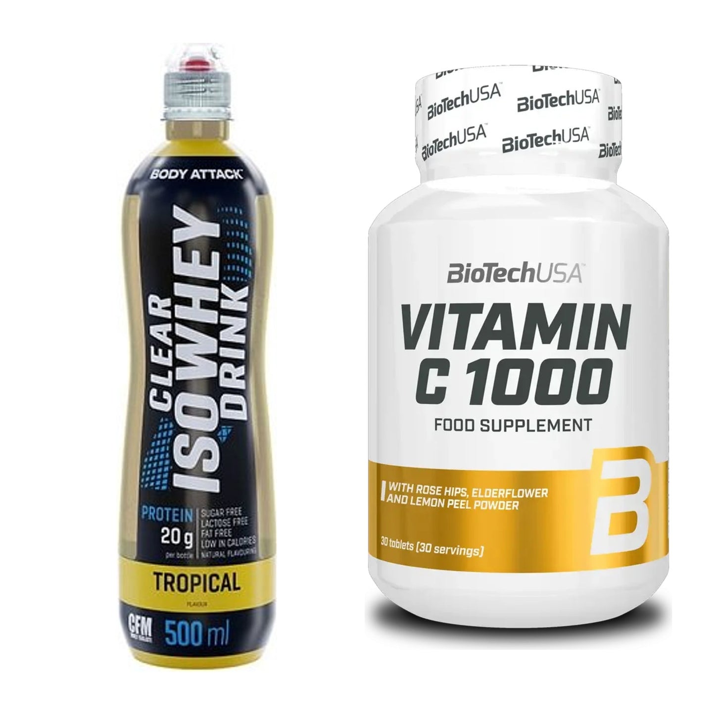 Basis-Set: Body Attack Clear Iso Whey + BioTech Vitamin C 1000 30 – alle enthaltenen Artikel