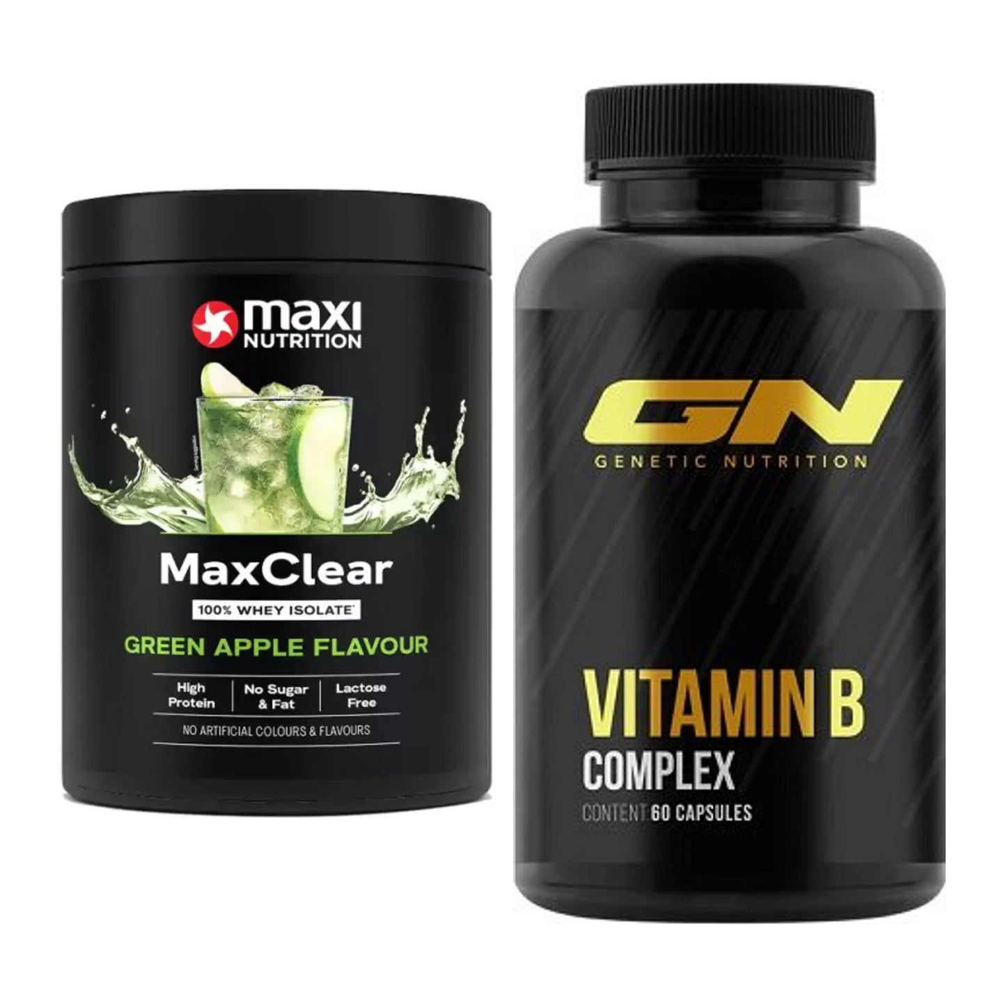 Basis-Set: MaxiNutrition MaxClear 100% Clear + GN Vitamin B-Complex – alle enthaltenen Artikel