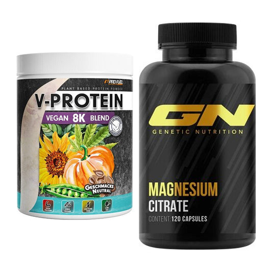 Basis-Set: ProFuel V-Protein Vegan 8K Blend + GN Magnesium Citrate – alle enthaltenen Artikel