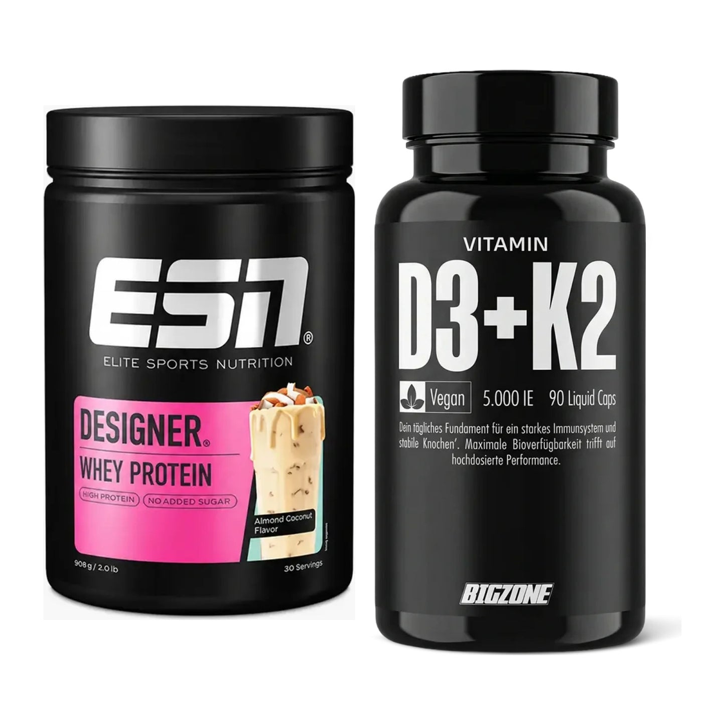 Basis-Set: ESN Designer Whey + Big Zone Vitamin D3 + K2 – alle enthaltenen Artikel