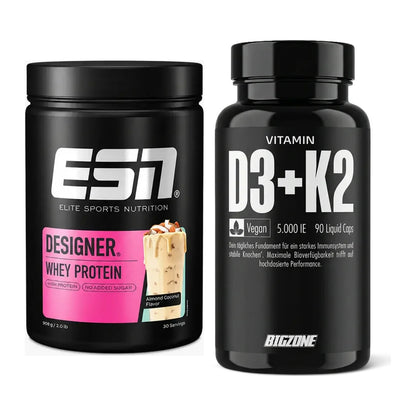 Basis-Set: ESN Designer Whey + Big Zone Vitamin D3 + K2 – alle enthaltenen Artikel