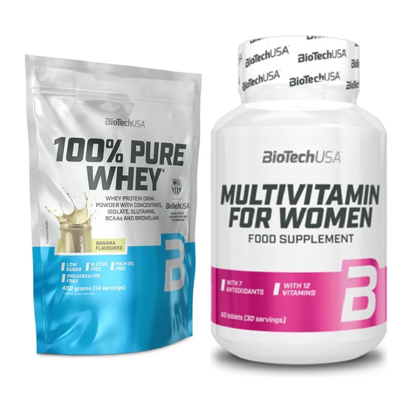Basis-Set: BioTech 100% Pure Whey + BioTech Multivitamin für Frau 60 – alle enthaltenen Artikel