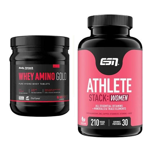 Basis-Set: Body Attack Whey Amino Gold + ESN Athlete Stack:WOMEN – alle enthaltenen Artikel