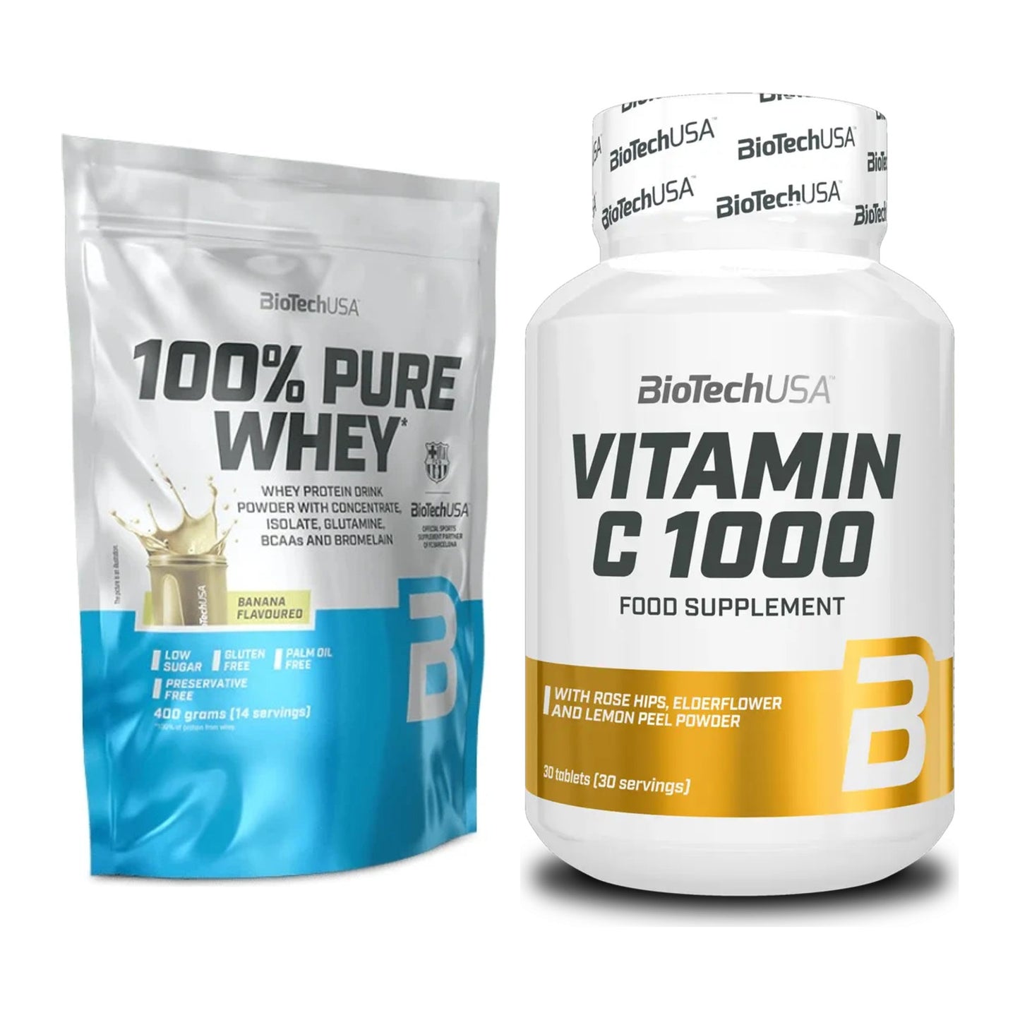 Basis-Set: BioTech 100% Pure Whey + BioTech Vitamin C 1000 30 Tabl. – alle enthaltenen Artikel
