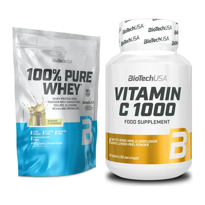 Basis-Set: BioTech 100% Pure Whey + BioTech Vitamin C 1000 30 Tabl. – alle enthaltenen Artikel