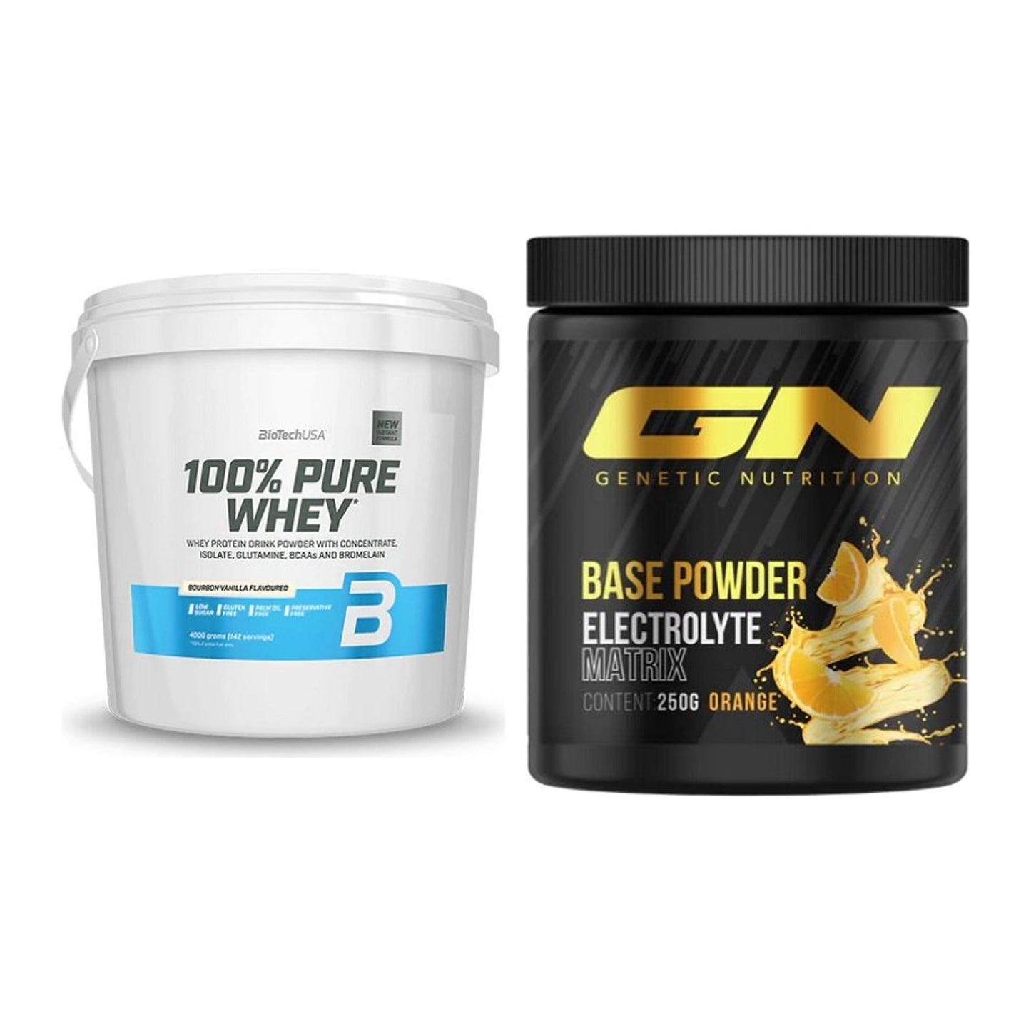Basis-Set: BioTech 100% Pure Whey + GN Base Powder – alle enthaltenen Artikel