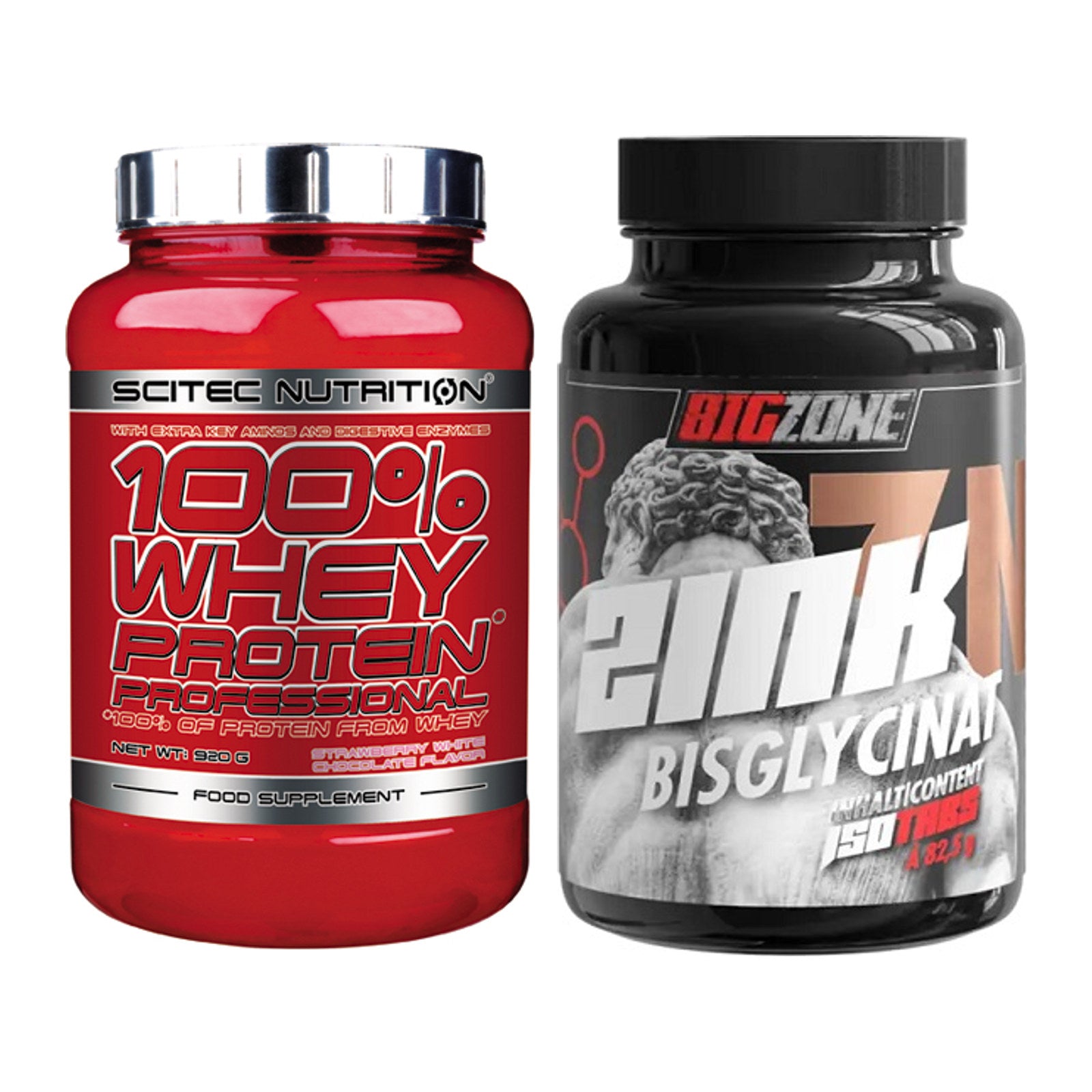 Basis-Set: Scitec 100% Whey Professional + Big Zone Zink Bisglycinat – alle enthaltenen Artikel