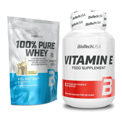 Basis-Set: BioTech 100% Pure Whey + BioTech Vitamin E 100 Softgelcaps – alle enthaltenen Artikel
