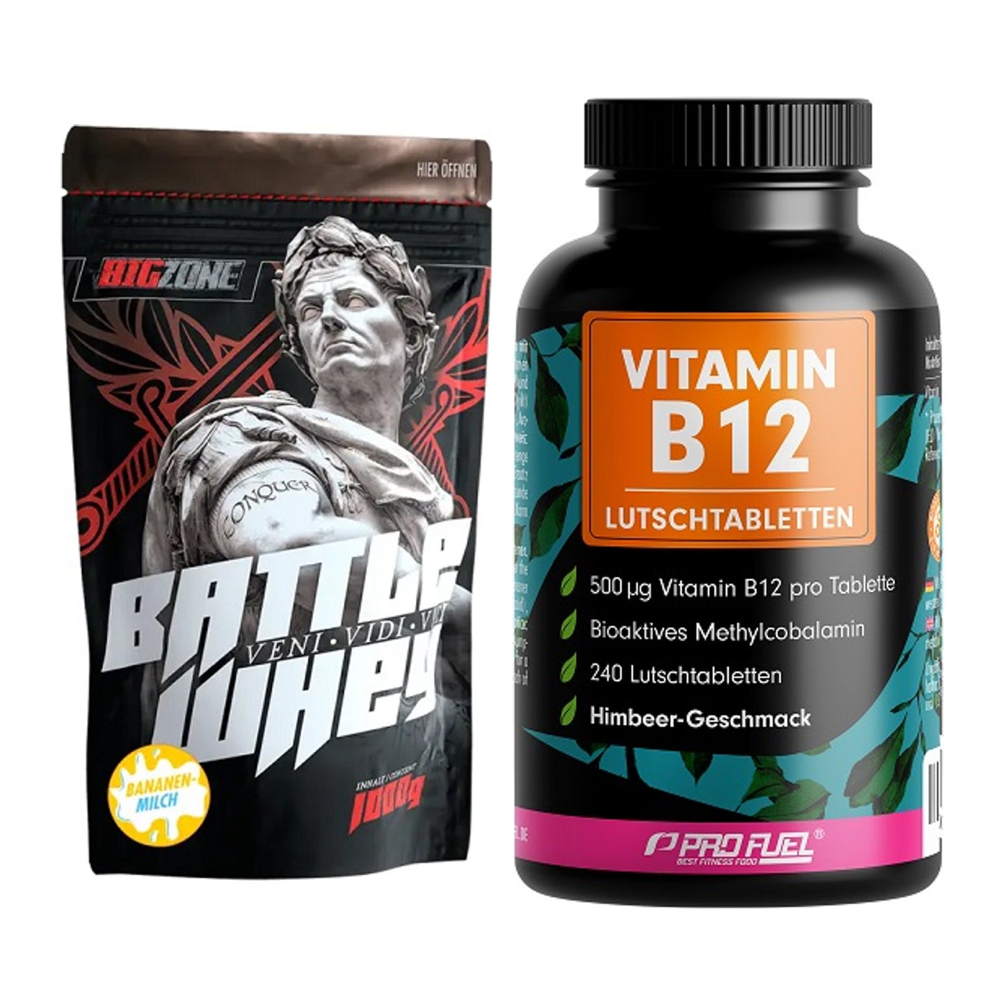 Basis-Set: Big Zone Battle Whey + ProFuel Vitamin B12 240 – alle enthaltenen Artikel