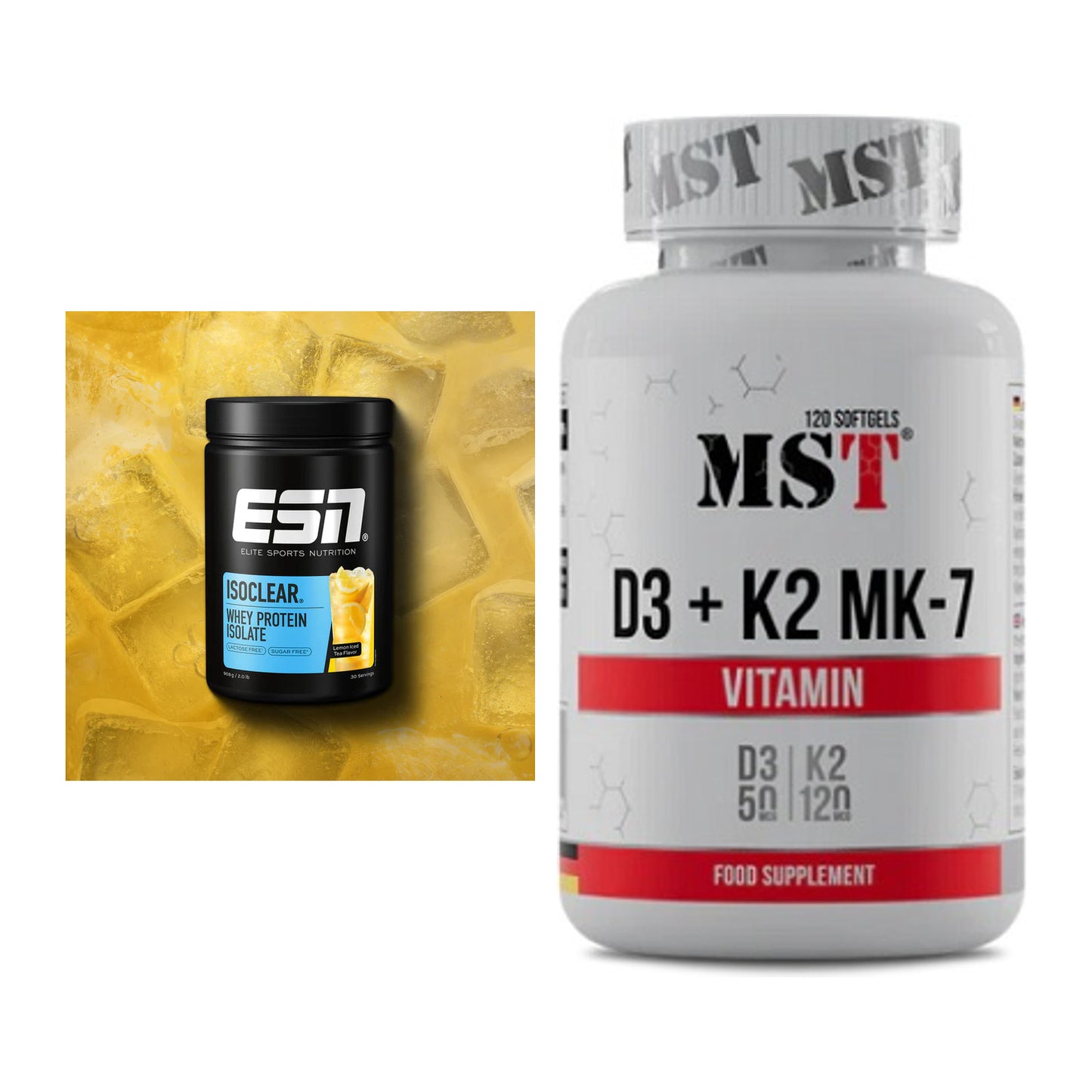 Basis-Set: ESN ISOCLEAR Whey Isolate + MST Vitamin D3 + K2 + MK-7 – alle enthaltenen Artikel