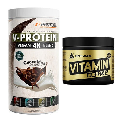 Basis-Set: ProFuel V-PROTEIN vegan 4K + Peak Vitamin D3+K2 120 Tabl. – alle enthaltenen Artikel