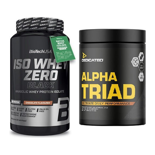 Basis-Set: BioTech Iso Whey Zero Black + Dedicated Alpha Triad 180 – alle enthaltenen Artikel