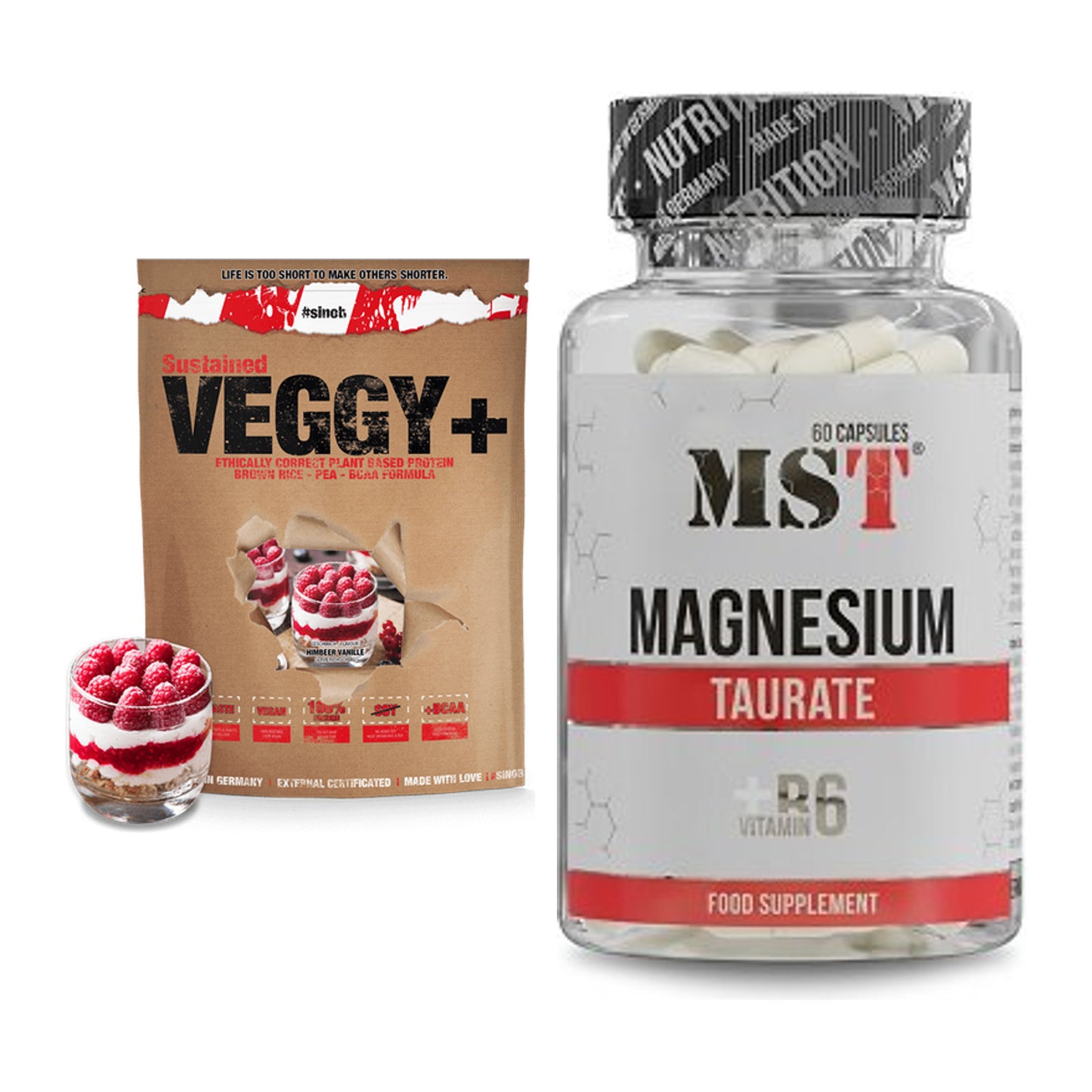 Basis-Set: Sinob VEGGY + VEGAN PROTEIN + MST Magnesium Taurat – alle enthaltenen Artikel
