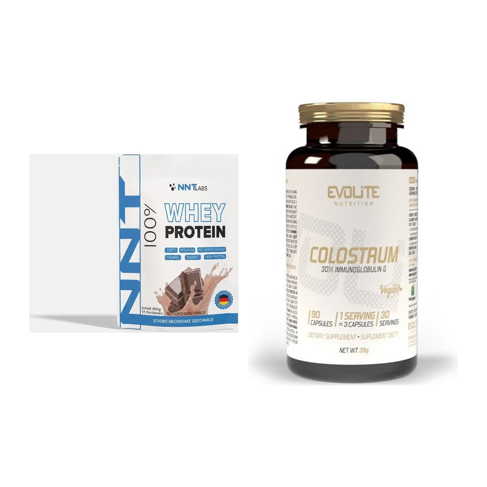 Basis-Set: NNT Whey + Evolite Nutrition Colostrum 30% – alle enthaltenen Artikel